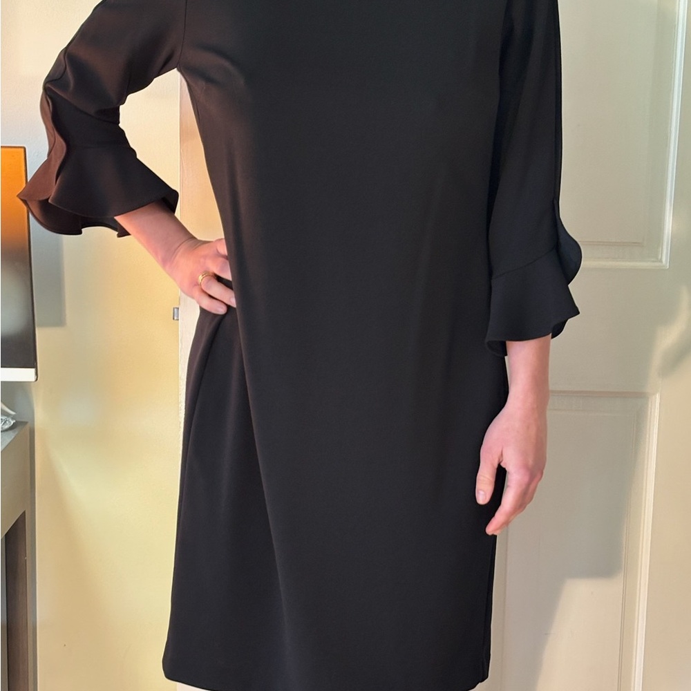 Black Karl Lagerfeld Dress with 3/4 Length Ruffle Sleeves
